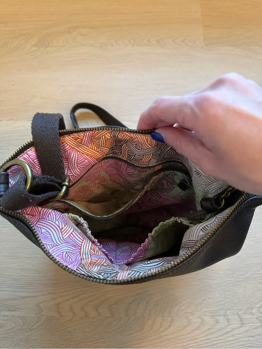The Sak Dark Brown Leather Messenger Crossbody